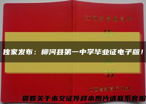 独家发布：柳河县第一中学毕业证电子版！缩略图