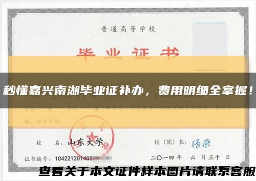 秒懂嘉兴南湖毕业证补办，费用明细全掌握！缩略图