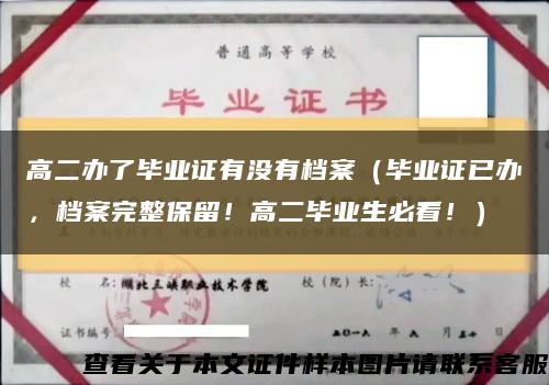 高二办了毕业证有没有档案（毕业证已办，档案完整保留！高二毕业生必看！）缩略图