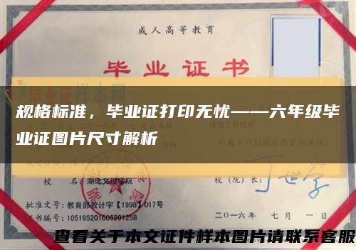 规格标准，毕业证打印无忧——六年级毕业证图片尺寸解析缩略图