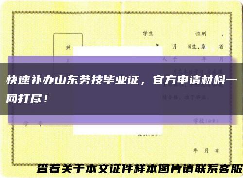 快速补办山东劳技毕业证，官方申请材料一网打尽！缩略图