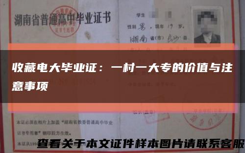 收藏电大毕业证：一村一大专的价值与注意事项缩略图