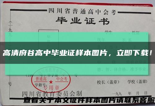 高清府谷高中毕业证样本图片，立即下载！缩略图