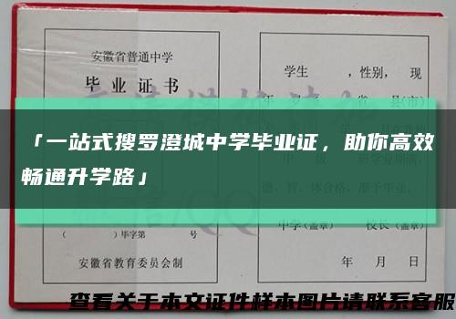 「一站式搜罗澄城中学毕业证，助你高效畅通升学路」缩略图