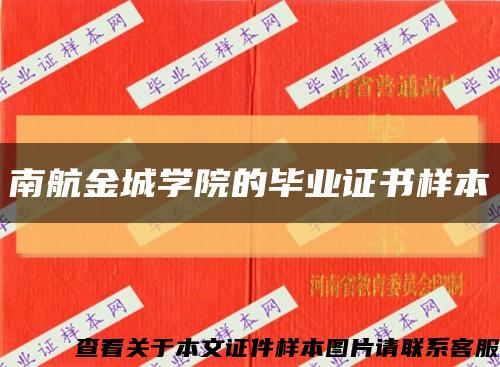 南航金城学院的毕业证书样本缩略图