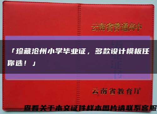 「珍藏沧州小学毕业证，多款设计模板任你选！」缩略图