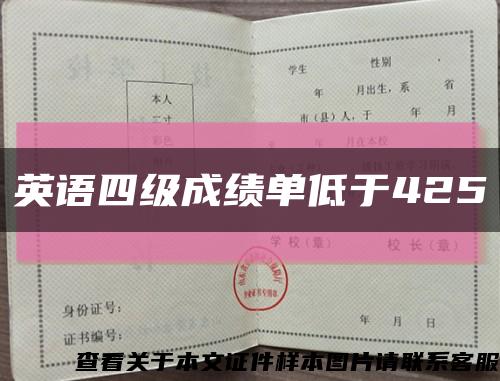 英语四级成绩单低于425缩略图