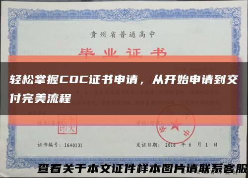 轻松掌握COC证书申请，从开始申请到交付完美流程缩略图