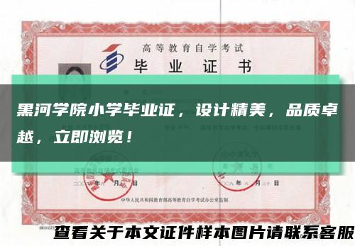 黑河学院小学毕业证，设计精美，品质卓越，立即浏览！缩略图