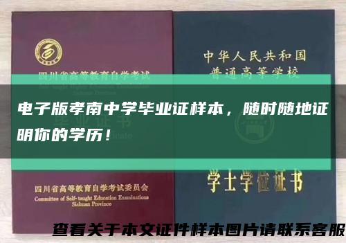 电子版孝南中学毕业证样本，随时随地证明你的学历！缩略图