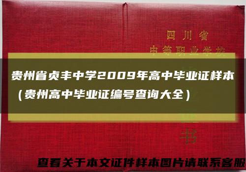 贵州省贞丰中学2009年高中毕业证样本（贵州高中毕业证编号查询大全）缩略图