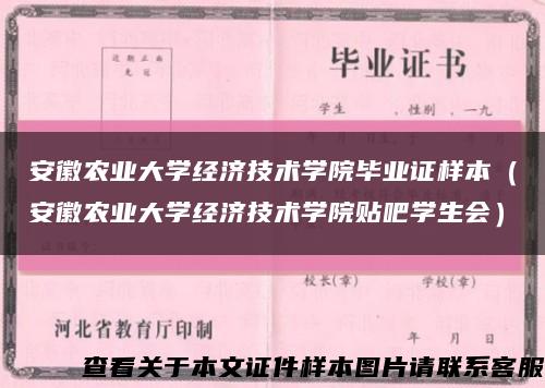 安徽农业大学经济技术学院毕业证样本（安徽农业大学经济技术学院贴吧学生会）缩略图