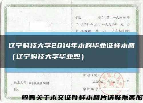 辽宁科技大学2014年本科毕业证样本图（辽宁科技大学毕业照）缩略图