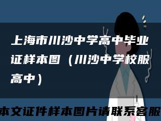 上海市川沙中学高中毕业证样本图（川沙中学校服高中）缩略图