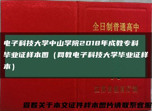 电子科技大学中山学院2018年成教专科毕业证样本图（网教电子科技大学毕业证样本）缩略图