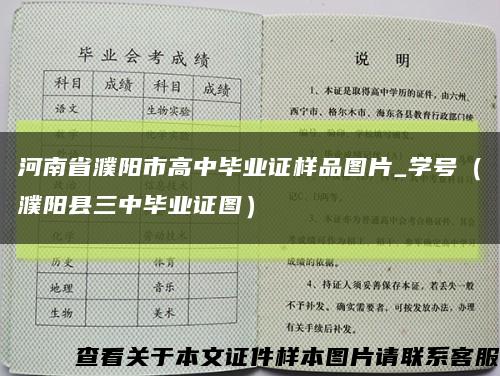 河南省濮阳市高中毕业证样品图片_学号（濮阳县三中毕业证图）缩略图