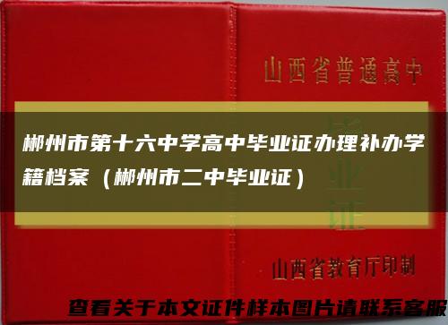 郴州市第十六中学高中毕业证办理补办学籍档案（郴州市二中毕业证）缩略图