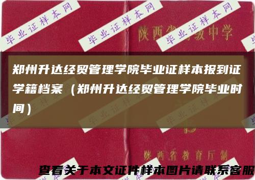 郑州升达经贸管理学院毕业证样本报到证学籍档案（郑州升达经贸管理学院毕业时间）缩略图