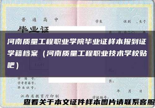 河南质量工程职业学院毕业证样本报到证学籍档案（河南质量工程职业技术学校贴吧）缩略图