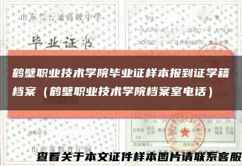 鹤壁职业技术学院毕业证样本报到证学籍档案（鹤壁职业技术学院档案室电话）缩略图