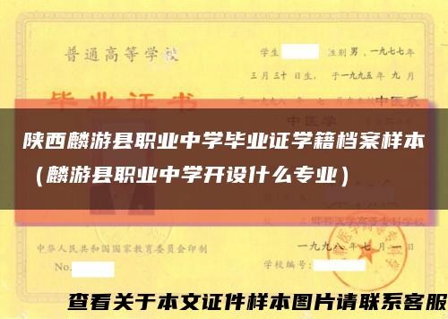 陕西麟游县职业中学毕业证学籍档案样本（麟游县职业中学开设什么专业）缩略图