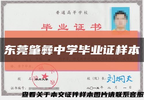 东莞肇彝中学毕业证样本缩略图