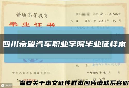 四川希望汽车职业学院毕业证样本缩略图