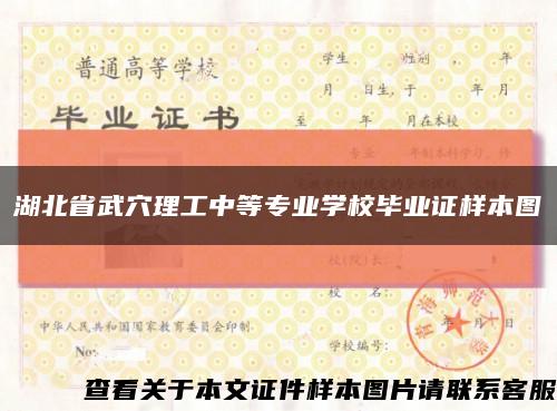 湖北省武穴理工中等专业学校毕业证样本图缩略图