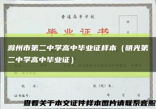 滁州市第二中学高中毕业证样本（明光第二中学高中毕业证）缩略图