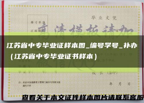 江苏省中专毕业证样本图_编号学号_补办（江苏省中专毕业证书样本）缩略图