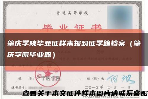 肇庆学院毕业证样本报到证学籍档案（肇庆学院毕业照）缩略图