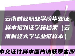 云南财经职业学院毕业证样本报到证学籍档案（云南财经大学毕业证样本）缩略图