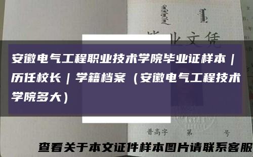 安徽电气工程职业技术学院毕业证样本｜历任校长｜学籍档案（安徽电气工程技术学院多大）缩略图