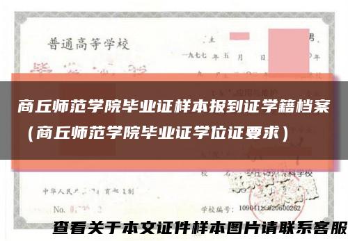 商丘师范学院毕业证样本报到证学籍档案（商丘师范学院毕业证学位证要求）缩略图