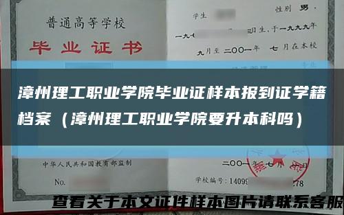 漳州理工职业学院毕业证样本报到证学籍档案（漳州理工职业学院要升本科吗）缩略图