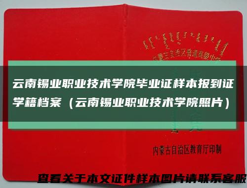 云南锡业职业技术学院毕业证样本报到证学籍档案（云南锡业职业技术学院照片）缩略图