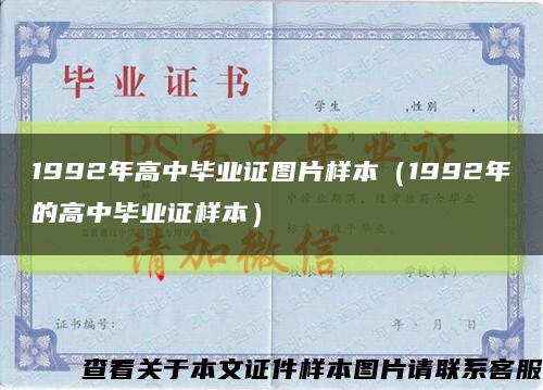 1992年高中毕业证图片样本（1992年的高中毕业证样本）缩略图