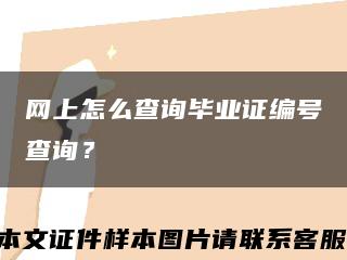 网上怎么查询毕业证编号查询？缩略图