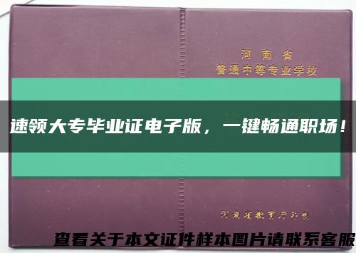 速领大专毕业证电子版，一键畅通职场！缩略图