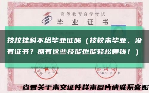 技校挂科不给毕业证吗（技校未毕业，没有证书？拥有这些技能也能轻松赚钱！）缩略图