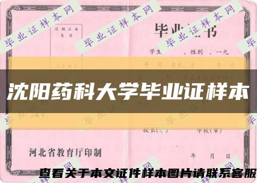 沈阳药科大学毕业证样本缩略图