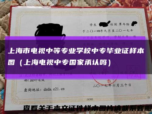 上海市电视中等专业学校中专毕业证样本图（上海电视中专国家承认吗）缩略图