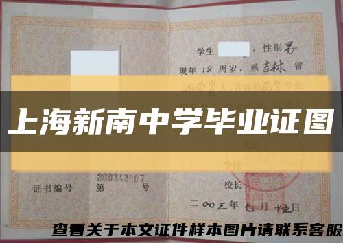 上海新南中学毕业证图缩略图