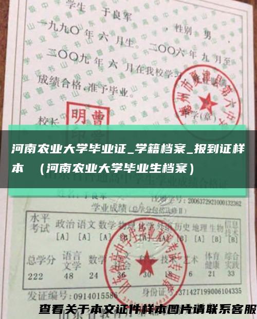 河南农业大学毕业证_学籍档案_报到证样本 （河南农业大学毕业生档案）缩略图