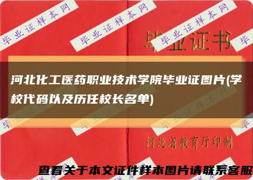 河北化工医药职业技术学院毕业证图片(学校代码以及历任校长名单)缩略图