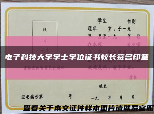 电子科技大学学士学位证书校长签名印章缩略图