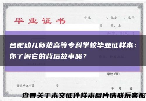 合肥幼儿师范高等专科学校毕业证样本：你了解它的背后故事吗？缩略图