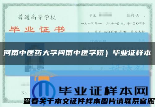 河南中医药大学河南中医学院）毕业证样本缩略图