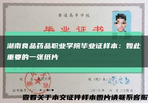 湖南食品药品职业学院毕业证样本：如此重要的一张纸片缩略图