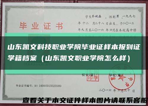 山东凯文科技职业学院毕业证样本报到证学籍档案（山东凯文职业学院怎么样）缩略图